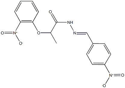 N'-{4-nitrobenzylidene}-2-{2-nitrophenoxy}propanohydrazide 结构式