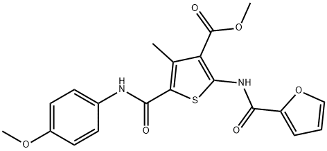 methyl 2-(2-furoylamino)-5-[(4-methoxyanilino)carbonyl]-4-methylthiophene-3-carboxylate 结构式