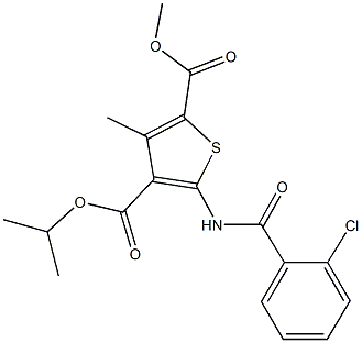 4-isopropyl 2-methyl 5-[(2-chlorobenzoyl)amino]-3-methylthiophene-2,4-dicarboxylate 结构式