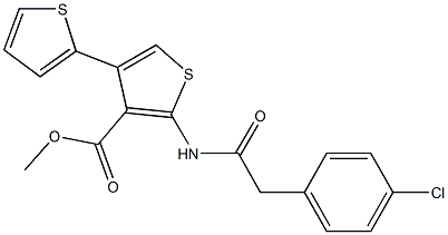 methyl 2-{[(4-chlorophenyl)acetyl]amino}-4,2'-bithiophene-3-carboxylate 结构式