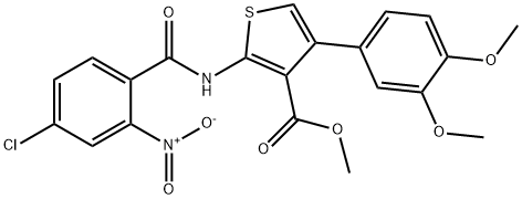 methyl 2-({4-chloro-2-nitrobenzoyl}amino)-4-(3,4-dimethoxyphenyl)thiophene-3-carboxylate 结构式