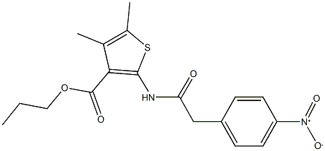 propyl 2-[({4-nitrophenyl}acetyl)amino]-4,5-dimethylthiophene-3-carboxylate 结构式