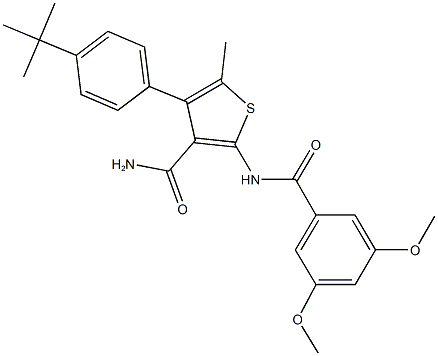 4-(4-tert-butylphenyl)-2-[(3,5-dimethoxybenzoyl)amino]-5-methylthiophene-3-carboxamide 结构式