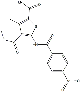 methyl 5-(aminocarbonyl)-2-({4-nitrobenzoyl}amino)-4-methylthiophene-3-carboxylate 结构式