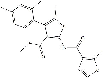 methyl 4-(2,4-dimethylphenyl)-5-methyl-2-[(2-methyl-3-furoyl)amino]thiophene-3-carboxylate 结构式