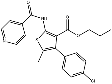 propyl 4-(4-chlorophenyl)-2-(isonicotinoylamino)-5-methylthiophene-3-carboxylate 结构式