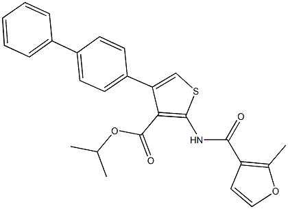 isopropyl 4-[1,1'-biphenyl]-4-yl-2-[(2-methyl-3-furoyl)amino]thiophene-3-carboxylate 结构式