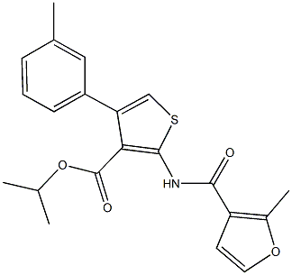 isopropyl 2-[(2-methyl-3-furoyl)amino]-4-(3-methylphenyl)thiophene-3-carboxylate 结构式