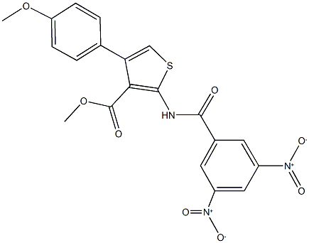 methyl 2-({3,5-bisnitrobenzoyl}amino)-4-(4-methoxyphenyl)thiophene-3-carboxylate 结构式