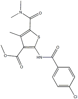 methyl 2-[(4-chlorobenzoyl)amino]-5-[(dimethylamino)carbonyl]-4-methyl-3-thiophenecarboxylate 结构式
