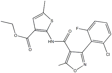 ethyl 2-({[3-(2-chloro-6-fluorophenyl)-5-methyl-4-isoxazolyl]carbonyl}amino)-5-methyl-3-thiophenecarboxylate 结构式