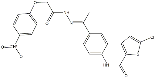 5-chloro-N-{4-[N-({4-nitrophenoxy}acetyl)ethanehydrazonoyl]phenyl}-2-thiophenecarboxamide 结构式