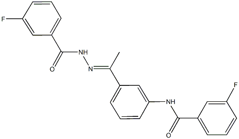 3-fluoro-N-{3-[N-(3-fluorobenzoyl)ethanehydrazonoyl]phenyl}benzamide 结构式