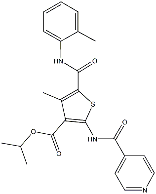 isopropyl 2-(isonicotinoylamino)-4-methyl-5-(2-toluidinocarbonyl)thiophene-3-carboxylate 结构式