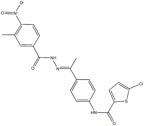 5-chloro-N-[4-(N-{4-nitro-3-methylbenzoyl}ethanehydrazonoyl)phenyl]-2-thiophenecarboxamide 结构式