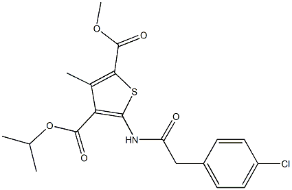 4-isopropyl 2-methyl 5-{[(4-chlorophenyl)acetyl]amino}-3-methyl-2,4-thiophenedicarboxylate 结构式