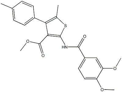 methyl 2-[(3,4-dimethoxybenzoyl)amino]-5-methyl-4-(4-methylphenyl)thiophene-3-carboxylate 结构式