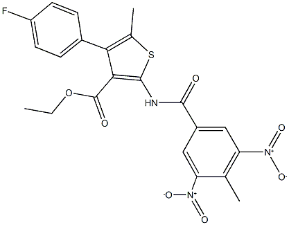 ethyl 2-({3,5-bisnitro-4-methylbenzoyl}amino)-4-(4-fluorophenyl)-5-methylthiophene-3-carboxylate 结构式
