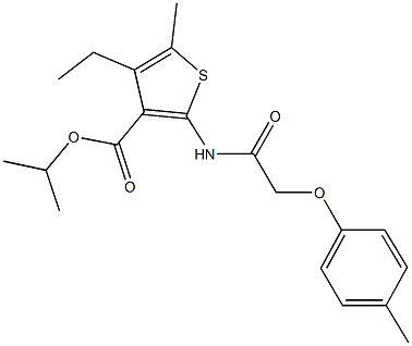 isopropyl 4-ethyl-5-methyl-2-{[(4-methylphenoxy)acetyl]amino}-3-thiophenecarboxylate 结构式