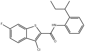 N-(2-sec-butylphenyl)-3-chloro-6-fluoro-1-benzothiophene-2-carboxamide 结构式