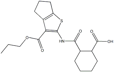 2-({[3-(propoxycarbonyl)-5,6-dihydro-4H-cyclopenta[b]thien-2-yl]amino}carbonyl)cyclohexanecarboxylic acid 结构式