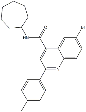 6-bromo-N-cycloheptyl-2-(4-methylphenyl)-4-quinolinecarboxamide 结构式