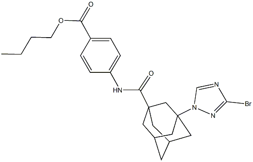 butyl 4-({[3-(3-bromo-1H-1,2,4-triazol-1-yl)-1-adamantyl]carbonyl}amino)benzoate 结构式