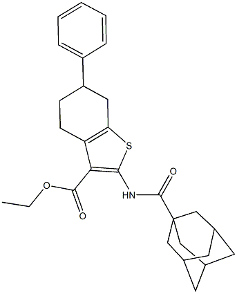 ethyl 2-[(1-adamantylcarbonyl)amino]-6-phenyl-4,5,6,7-tetrahydro-1-benzothiophene-3-carboxylate 结构式