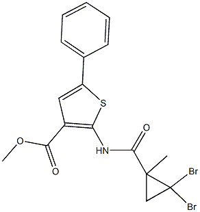 methyl 2-{[(2,2-dibromo-1-methylcyclopropyl)carbonyl]amino}-5-phenyl-3-thiophenecarboxylate 结构式