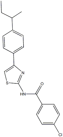 N-[4-(4-sec-butylphenyl)-1,3-thiazol-2-yl]-4-chlorobenzamide 结构式