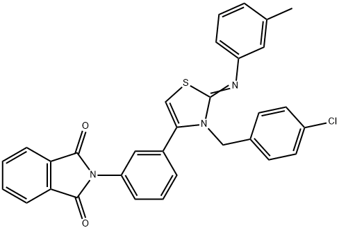 2-(3-{3-(4-chlorobenzyl)-2-[(3-methylphenyl)imino]-2,3-dihydro-1,3-thiazol-4-yl}phenyl)-1H-isoindole-1,3(2H)-dione 结构式
