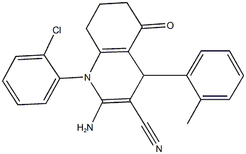 2-amino-1-(2-chlorophenyl)-4-(2-methylphenyl)-5-oxo-1,4,5,6,7,8-hexahydro-3-quinolinecarbonitrile 结构式