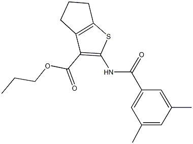 propyl 2-[(3,5-dimethylbenzoyl)amino]-5,6-dihydro-4H-cyclopenta[b]thiophene-3-carboxylate 结构式