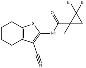 2,2-dibromo-N-(3-cyano-4,5,6,7-tetrahydro-1-benzothien-2-yl)-1-methylcyclopropanecarboxamide 结构式