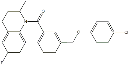 4-chlorophenyl 3-[(6-fluoro-2-methyl-3,4-dihydro-1(2H)-quinolinyl)carbonyl]benzyl ether 结构式