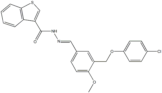 N'-{3-[(4-chlorophenoxy)methyl]-4-methoxybenzylidene}-1-benzothiophene-3-carbohydrazide 结构式