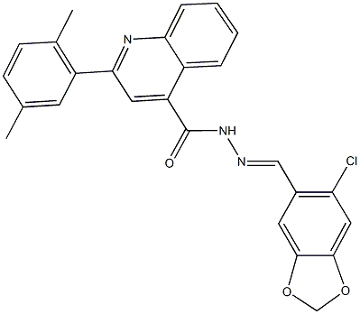N'-[(6-chloro-1,3-benzodioxol-5-yl)methylene]-2-(2,5-dimethylphenyl)-4-quinolinecarbohydrazide 结构式