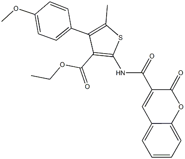 ethyl 4-(4-methoxyphenyl)-5-methyl-2-{[(2-oxo-2H-chromen-3-yl)carbonyl]amino}-3-thiophenecarboxylate 结构式