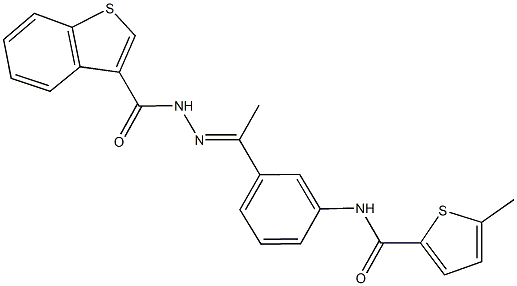 N-{3-[N-(1-benzothien-3-ylcarbonyl)ethanehydrazonoyl]phenyl}-5-methyl-2-thiophenecarboxamide 结构式