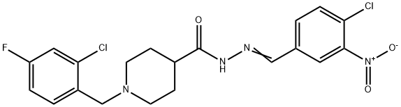 1-(2-chloro-4-fluorobenzyl)-N'-{4-chloro-3-nitrobenzylidene}-4-piperidinecarbohydrazide 结构式