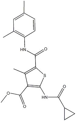 methyl 2-[(cyclopropylcarbonyl)amino]-5-[(2,4-dimethylanilino)carbonyl]-4-methyl-3-thiophenecarboxylate 结构式