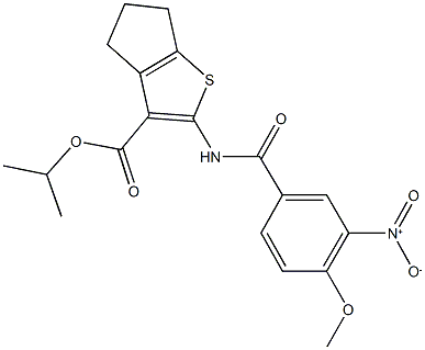 isopropyl 2-({3-nitro-4-methoxybenzoyl}amino)-5,6-dihydro-4H-cyclopenta[b]thiophene-3-carboxylate 结构式