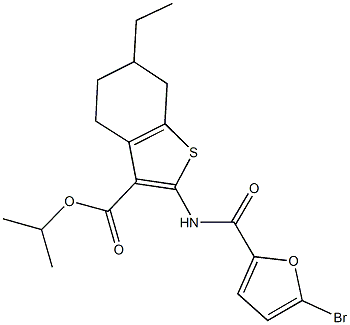 isopropyl 2-[(5-bromo-2-furoyl)amino]-6-ethyl-4,5,6,7-tetrahydro-1-benzothiophene-3-carboxylate 结构式