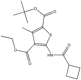 2-tert-butyl 4-ethyl 5-[(cyclobutylcarbonyl)amino]-3-methyl-2,4-thiophenedicarboxylate 结构式