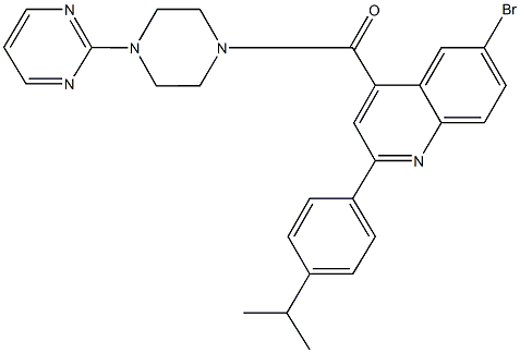 6-bromo-2-(4-isopropylphenyl)-4-{[4-(2-pyrimidinyl)-1-piperazinyl]carbonyl}quinoline 结构式