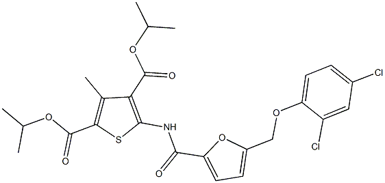 diisopropyl 5-({5-[(2,4-dichlorophenoxy)methyl]-2-furoyl}amino)-3-methyl-2,4-thiophenedicarboxylate 结构式