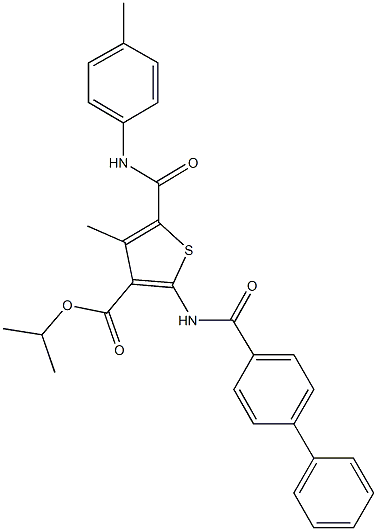 isopropyl 2-[([1,1'-biphenyl]-4-ylcarbonyl)amino]-4-methyl-5-(4-toluidinocarbonyl)-3-thiophenecarboxylate 结构式