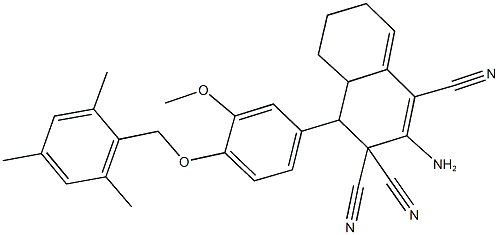 2-amino-4-[4-(mesitylmethoxy)-3-methoxyphenyl]-4a,5,6,7-tetrahydro-1,3,3(4H)-naphthalenetricarbonitrile 结构式