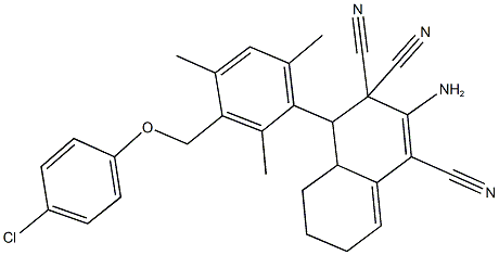 2-amino-4-{3-[(4-chlorophenoxy)methyl]-2,4,6-trimethylphenyl}-4a,5,6,7-tetrahydro-1,3,3(4H)-naphthalenetricarbonitrile 结构式
