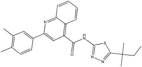 2-(3,4-dimethylphenyl)-N-(5-tert-pentyl-1,3,4-thiadiazol-2-yl)-4-quinolinecarboxamide 结构式
